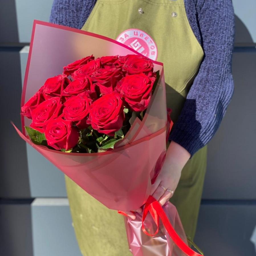 Красные розы 60 см 15 шт. (Россия) код товара: 34629
