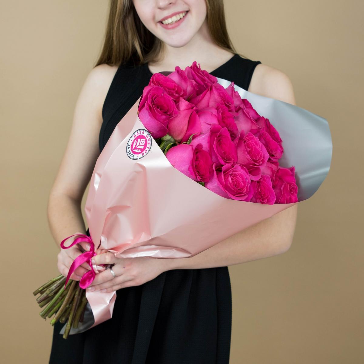 Букет из розовых роз 21 шт. (40 см) код товара  9129